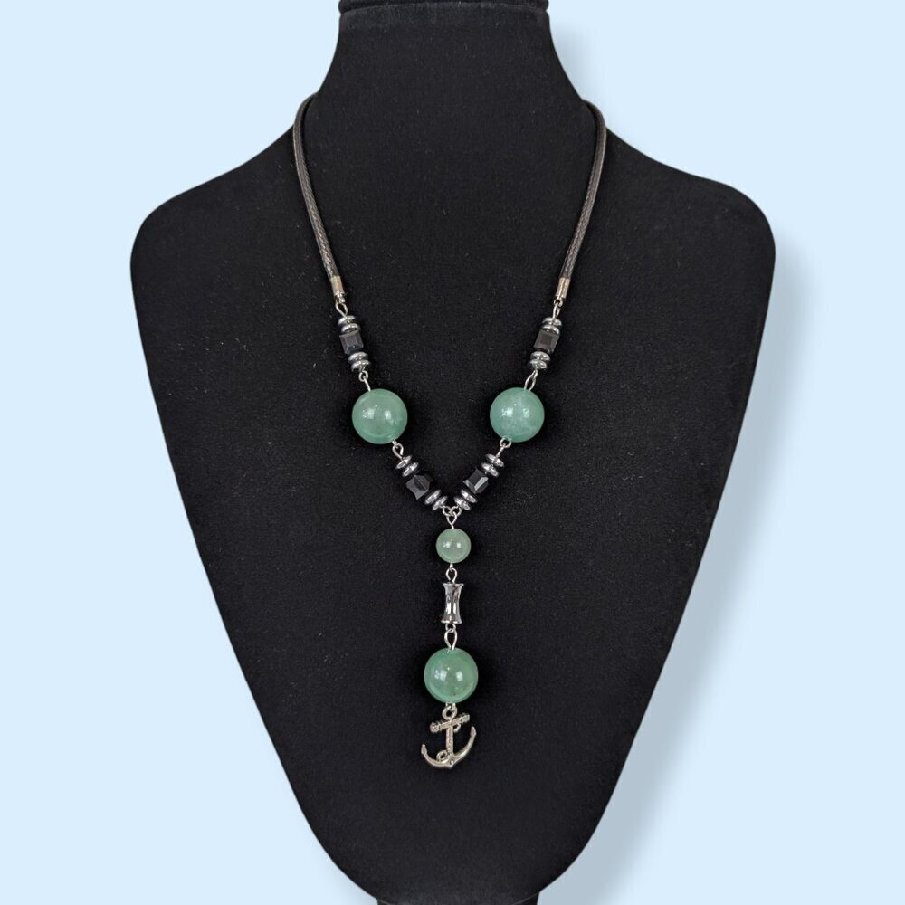 Bohemian Green Aventurine Anchor Necklace